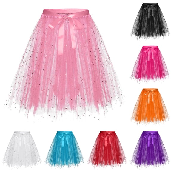 SROBPTY Little Girls Skirts Solid Elastic Waist Pleated for 2-17 Years