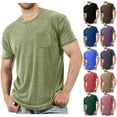 thumbnail image 1 of SROBPTY Mens Summer Shirts, Short Sleeve T Shirts for Men, Mens Solid Pocket Casual Business Workout Crew Neck T Shirts Brown,L, 1 of 4
