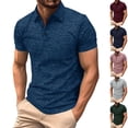thumbnail image 1 of SROBPTY Mens T Shirts Solid Short Sleeve Collared Button Breathable Summer Tops, 1 of 5