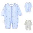 thumbnail image 1 of SROBPTY Newborn Boys Girls Print Long Sleeve Romper for 0-12M Summer Blue, 3 Months, 1 of 4
