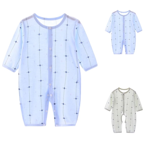 SROBPTY Newborn Boys Girls Print Long Sleeve Romper for 0-12M Summer Blue, 3 Months