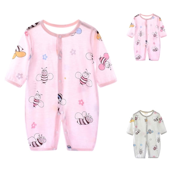 SROBPTY Newborn Boys Girls Print Long Sleeve Romper for 0-12M Summer Green, 9 Months