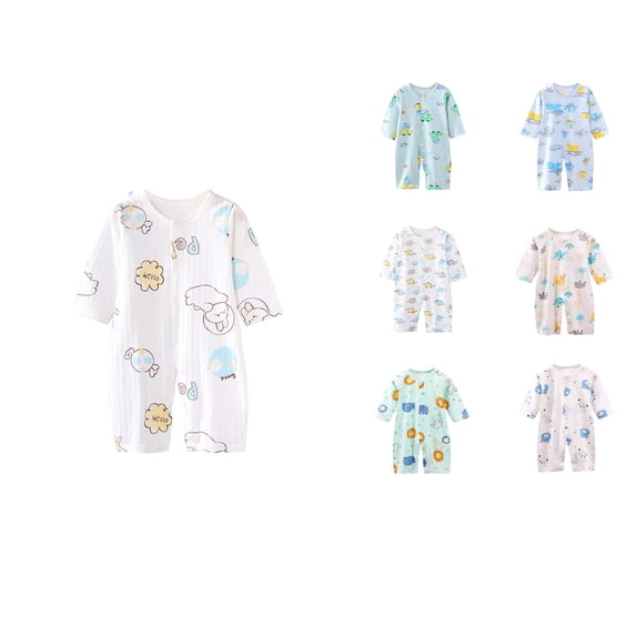 SROBPTY Newborn Boys Girls Print Long Sleeve Romper for 0-24 Months Summer Light Blue, 73