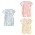 thumbnail image 1 of SROBPTY Newborn Boys Girls Print Short Sleeve Romper for 0-24M Summer Light Blue, 80, 1 of 4