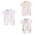 thumbnail image 1 of SROBPTY Newborn Boys Girls Print Short Sleeve Romper for 0-24M Summer White, 59, 1 of 4