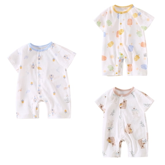 SROBPTY Newborn Boys Girls Print Short Sleeve Romper for 0-24M Summer White, 59
