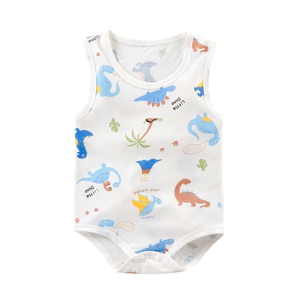 SROBPTY Newborn Boys Girls Print Sleeveless Romper for 0-24 Months Summer Green, 12 Months