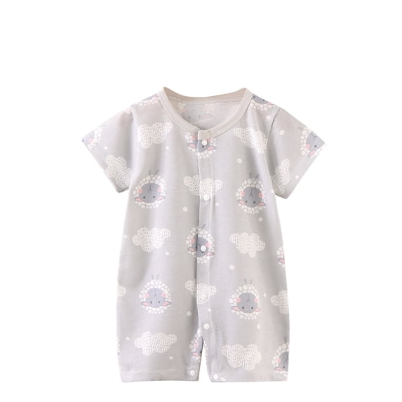 SROBPTY Newborn Boys Girls Romper Print Crew Neck Short Sleeve Jumpsuit