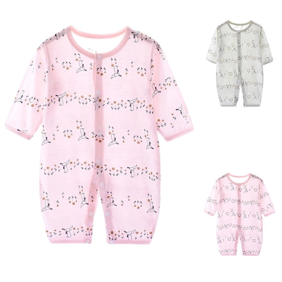 SROBPTY Newborn Boys Girls Rompers Long Sleeve Print Jumpsuit for 0-12M