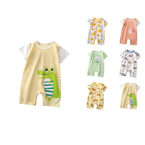 SROBPTY Newborn Boys Girls Short Sleeve Romper for 0-1 Year Summer Outfit Yellow, 59