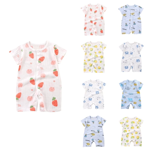 SROBPTY Newborn Boys Girls Short Sleeve Short Romper Blue, 90