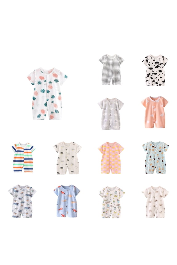 Newborn Boys Girls Short Sleeve Short Romper Multicolor, 80