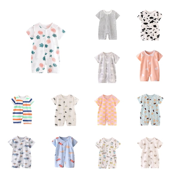 SROBPTY Newborn Boys Girls Short Sleeve Short Romper White, 59