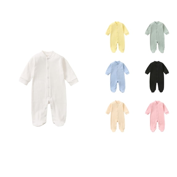 SROBPTY Newborn Boys Girls Solid Long Sleeve Full Length Romper Green, 3 Months