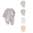 thumbnail image 1 of SROBPTY Newborn Boys Girls Solid Long Sleeve Full Length Romper Jumpsuits Gray, 1Years, 1 of 4
