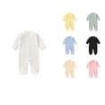 thumbnail image 1 of SROBPTY Newborn Boys Girls Solid Long Sleeve Full Length Romper Yellow, 9 Months, 1 of 5