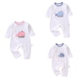 thumbnail image 1 of SROBPTY Newborn Boys Girls Solid Long Sleeve Romper for 1-16M Summer White, 66, 1 of 5