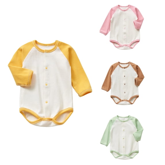 SROBPTY Newborn Boys Girls Solid Long Sleeve Short Romper Jumpsuits Brown, 1Years