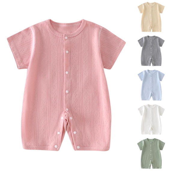 SROBPTY Newborn Boys Girls Solid Short Sleeve Romper for 0-2Y Summer Gray, 3 Months