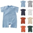 thumbnail image 1 of SROBPTY Newborn Boys Girls Solid Short Sleeve Romper for 0-2Y Summer Orange, 6 Months, 1 of 4