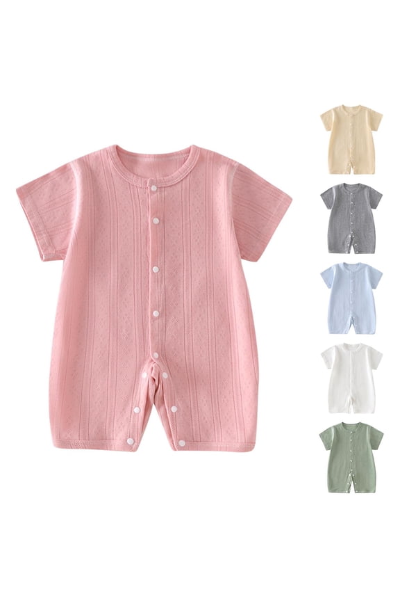 Newborn Boys Girls Solid Short Sleeve Romper for 0-2Y Summer White, 6 Months