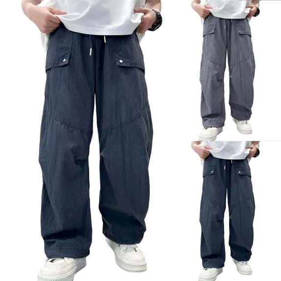 SROBPTY Pants for Teens Boys Solid Cargo Relaxed for Fall Winter