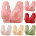 thumbnail image 1 of SROBPTY Plus Size Bra for Women, Womens Push Up Bra, Women's Thin Lace Patchwork Front Closure Wireless Push Up Breathable Comfortable Daily Bras Red,50/115D, 1 of 3