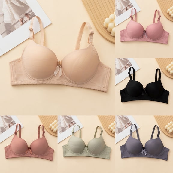 SROBPTY Plus Size Bra for Women, Womens Push Up Bra, Women's Lace Patchwork Underwire Back Closure Thin Breathable Comfortable Daily Bras Gray,38/85B