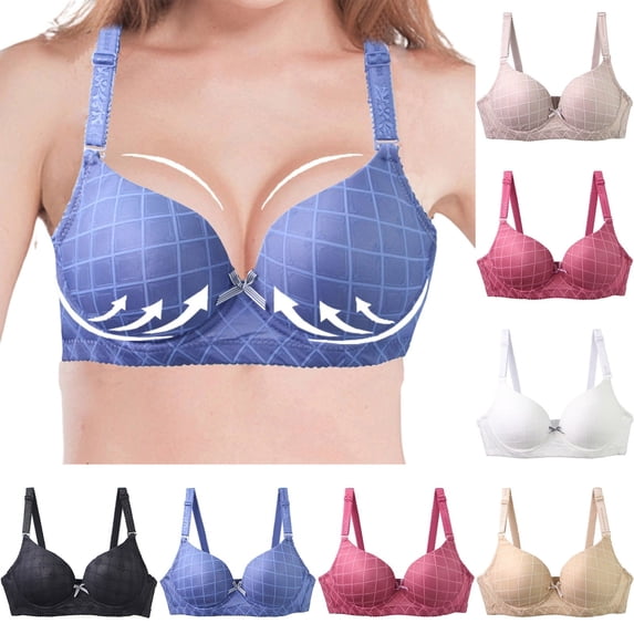 SROBPTY Plus Size Bra for Women, Womens Push Up Bra, Women's Plus Size Underwire Floral Print Push Up Support Breathable C Cups Bras Beige,4XL