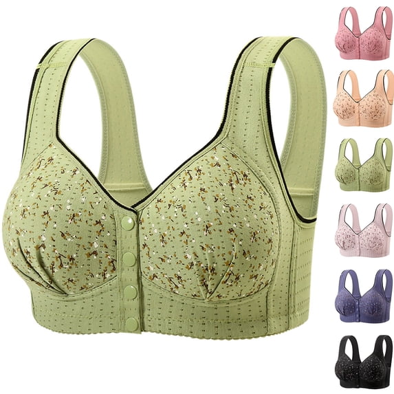 SROBPTY Plus Size Bra for Women, Womens Push Up Bra, Women's Plus Size Wireless Front Closure Thin Cup Push Up Comfortable Bras Beige,XL