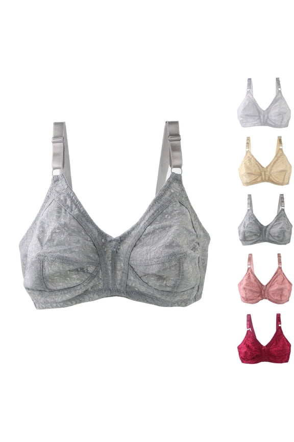 Plus Size Bra for Women, Womens Push Up Bra, Women's Plus Size Wireless Thin Push Up Comfortable Breathable D Cups Bras Gray,L