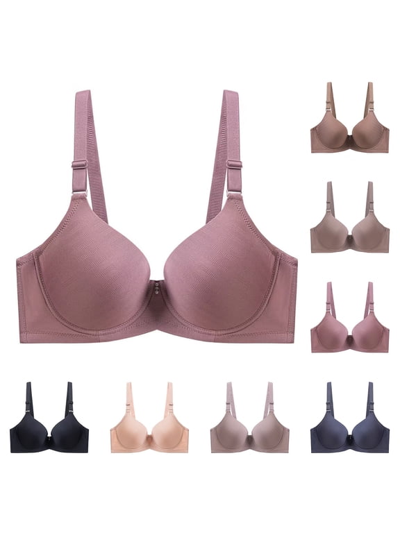 Plus Size Bra for Women Solid Seamless Underwire Thin Push Up D Cups Daily Bras
