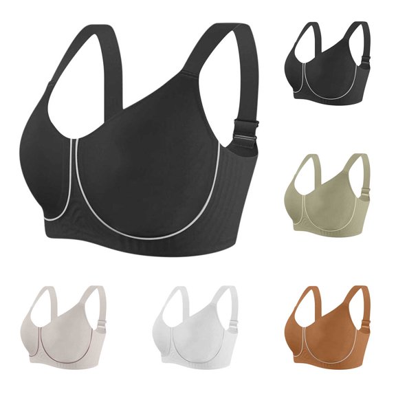 SROBPTY Plus Size Bra for Women, Womens Push Up Bra, Women's Solid Seamless Wireless Padded Push Up Daily Bras Khaki,M