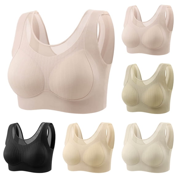 SROBPTY Plus Size Bra for Women, Womens Push Up Bra, Women's Thin Comfortable Wireless Seamless Push Up Breathable Daily Bras Black,38/85