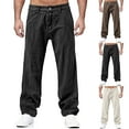thumbnail image 1 of SROBPTY Plus Size Mens Pants, Casual Pants for Men, Men's Casual Solid Washed Straight Leg Denim Full Length Pants with Pockets Beige,XXL, 1 of 4