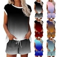 thumbnail image 1 of SROBPTY Set for Womens Print Crew Neck Sleeveless Top Drawstring Short Pants Outfits for Everyday Wear, 1 of 5