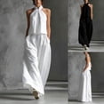 thumbnail image 1 of SROBPTY Set for Womens Solid Crew Neck Sleeveless Top Long Pants Outfits for Everyday Wear, 1 of 5