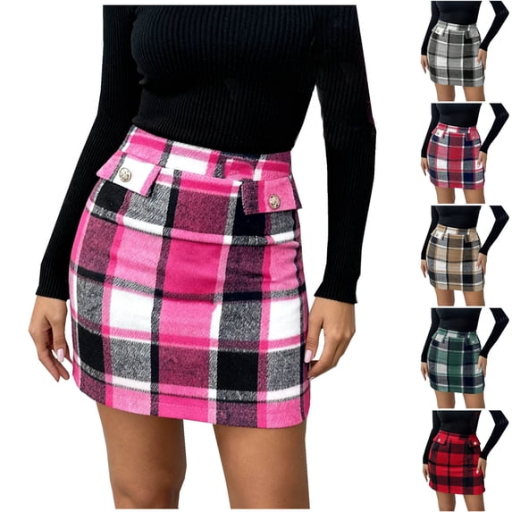 SROBPTY Skirts for Women Summer Print High Waist Button Zipper Slim Midi for Casual Wear