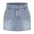 thumbnail image 1 of SROBPTY Skirts for Women Summer Solid Denim Button Zip with Pockets Midi for Casual Wear, 1 of 5