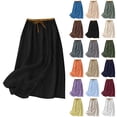 thumbnail image 1 of SROBPTY Skirts for Women Summer Solid Elastic Waist Loose Midi for Everyday Wear, 1 of 5