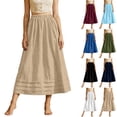 thumbnail image 1 of SROBPTY Skirts for Women Summer Solid with Pockets Midi for Everyday Wear, 1 of 5