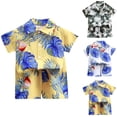 thumbnail image 1 of SROBPTY Summer Set for Teen Boys Girls Print Collared Short Sleeve Top and Shorts, 1 of 4