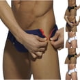 thumbnail image 1 of SROBPTY Swimsuit for Men, Men Swim Shorts, Men's Solid Color Low Waist Zipper Drawstring Swim Trunks Underwear Black,L, 1 of 4