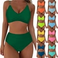 thumbnail image 1 of SROBPTY Swimsuit for Women, Women's Bikini Swimsuits, Women's Solid Color Top and Bottom 2 Piece Bikini Swimsuit Set with Padded Mint Green,XXL, 1 of 5