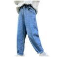 thumbnail image 1 of SROBPTY Jeans for Teen Boys Fall Winter Elastic Waist Solid Pockets Full Length Pants, 1 of 3