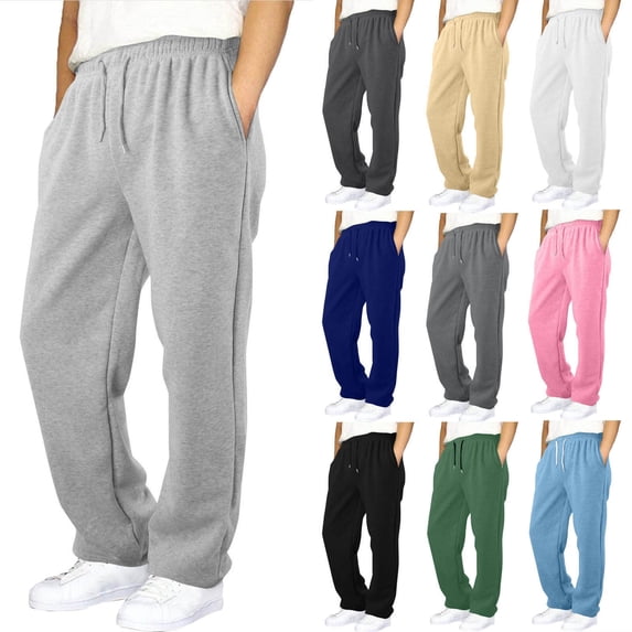 SROBPTY Teen Boys Pants Solid Elastic Waist with Pockets Thermal Trousers for 6-15 Years