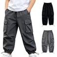 thumbnail image 1 of SROBPTY Teen Boys Pants Solid Straight Leg with Pockets Jogger Lightweight Trousers for 2-15Y, 1 of 5