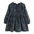 thumbnail image 1 of SROBPTY Teen Girls Dresses Print Long Sleeve Crew Neck Floral Drawstring Mid-Length Sundress for 2-14Y, 1 of 4
