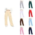 thumbnail image 1 of SROBPTY Teen Girls Fall Winter Pant Solid Drawstring with Pockets Straight Trouser for 5-15 Years, 1 of 5
