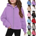 thumbnail image 1 of SROBPTY Teen Girls Jacket Solid Hooded Long Sleeve Zip Up with Pockets, 1 of 4